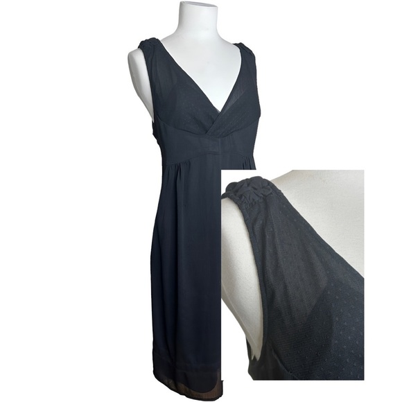 Fransa Dresses & Skirts - Fransa Chiffon Dotted Slip Layered Side Zip Accent Shoulder Cocktail Dress M